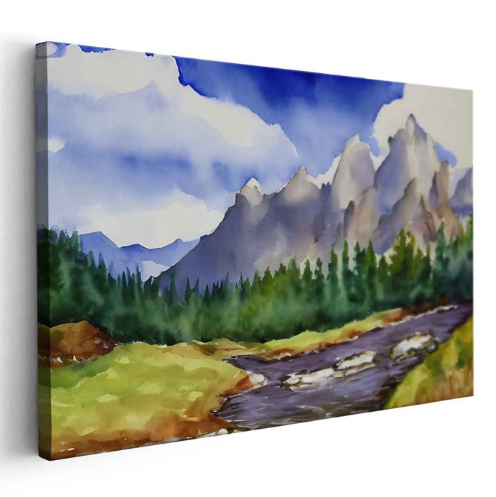 Whispers Of Mist: Serene Watercolor Landscape Art Print