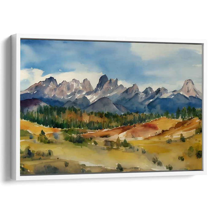 Misty Serenity Horizon Melody: Watercolor Landscape Canvas Art Print
