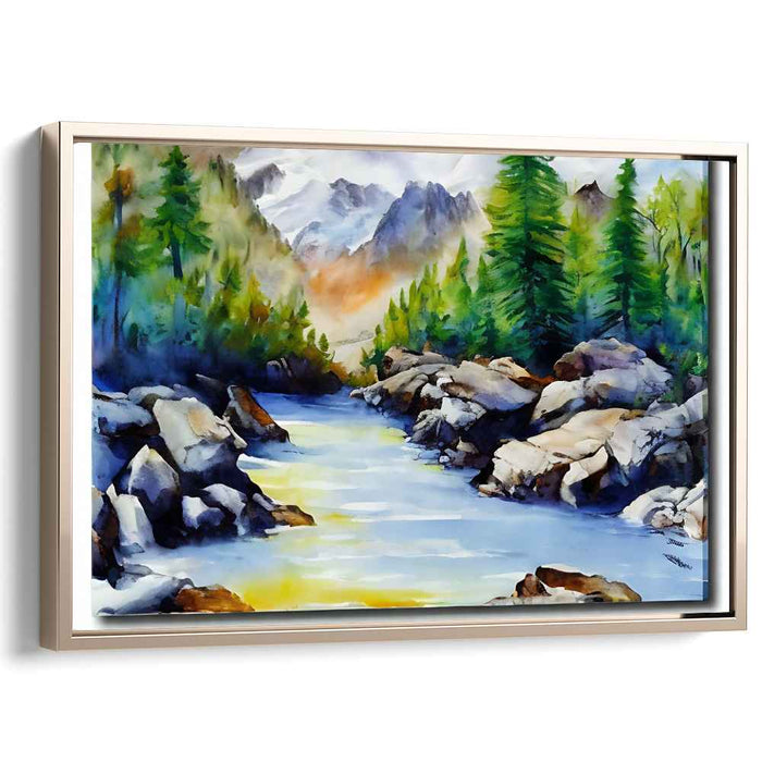 Forest Veil Glow: Serene Forest Landscape Canvas Art Print