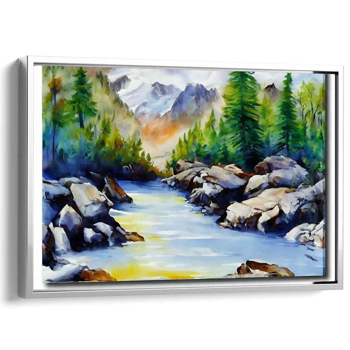 Forest Veil Glow: Serene Forest Landscape Canvas Art Print