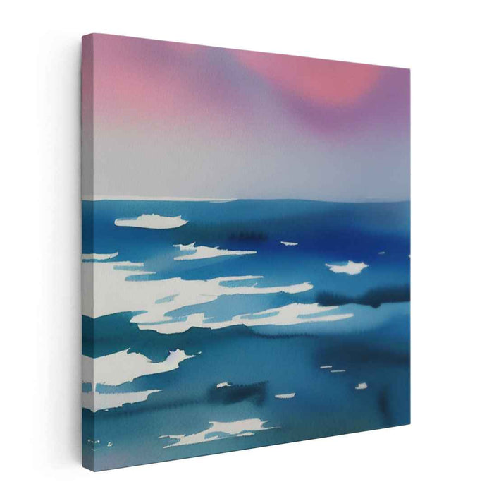 Calm Tide Reflections: Serene Ocean Watercolor Canvas Art Print