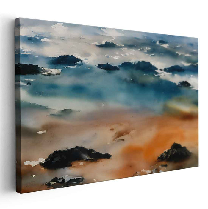 Melodic Oceanic Hues: An Abstract Symphony in Blue and Orange