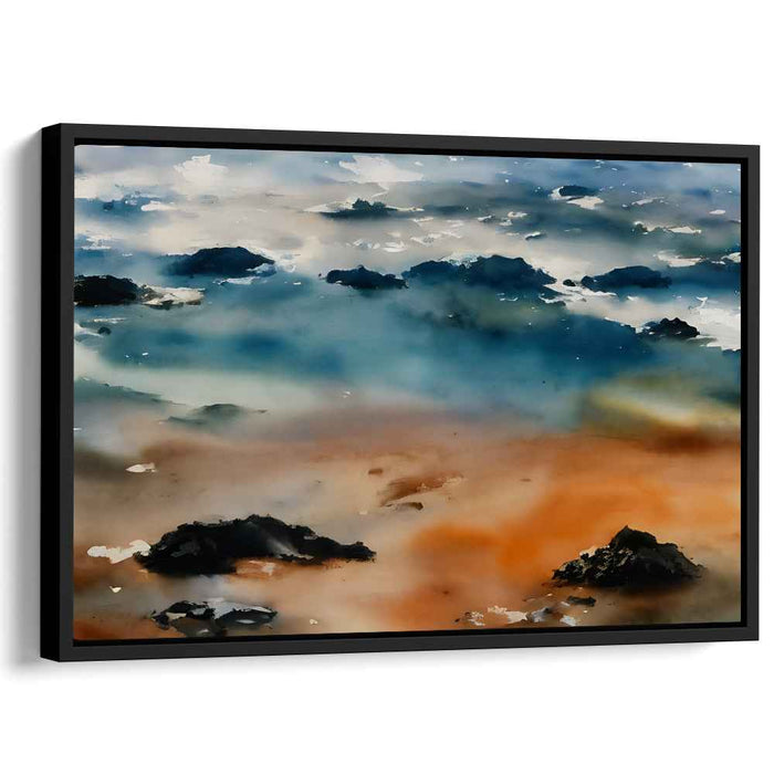 Melodic Oceanic Hues: An Abstract Symphony in Blue and Orange