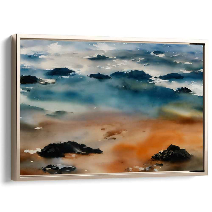 Melodic Oceanic Hues: An Abstract Symphony in Blue and Orange