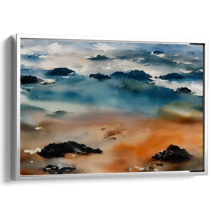 Melodic Oceanic Hues: An Abstract Symphony in Blue and Orange