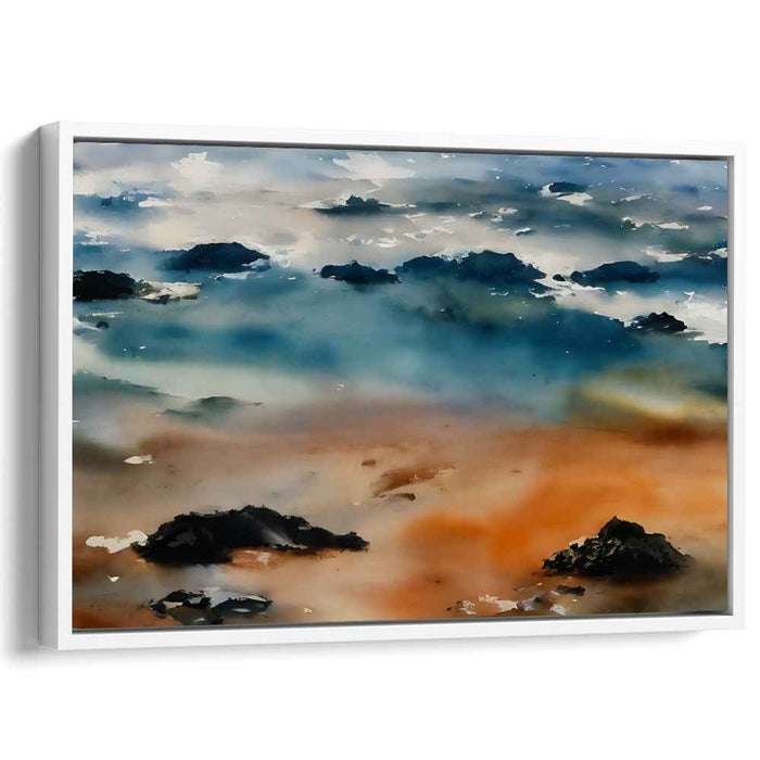 Melodic Oceanic Hues: An Abstract Symphony in Blue and Orange