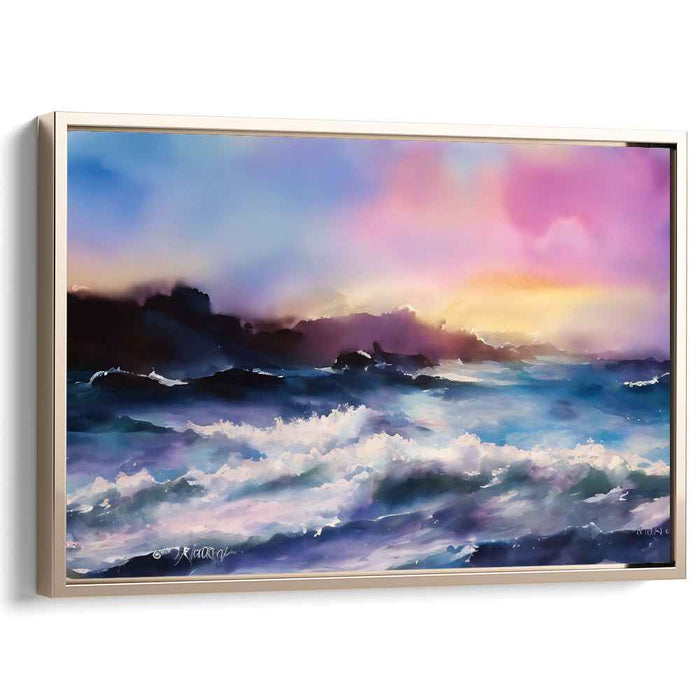 Whispers of Twilight Waves: Romantic Seascape at Dawn Canvas Art Print