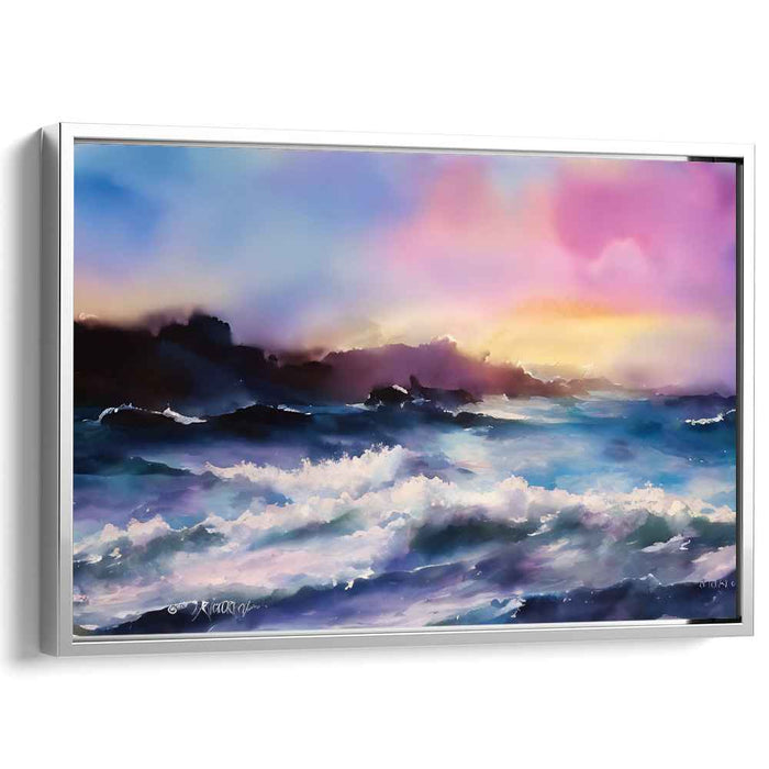 Whispers of Twilight Waves: Romantic Seascape at Dawn Canvas Art Print
