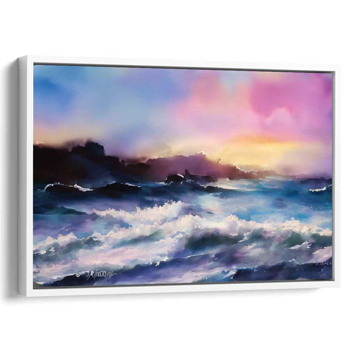 Whispers of Twilight Waves: Romantic Seascape at Dawn Canvas Art Print
