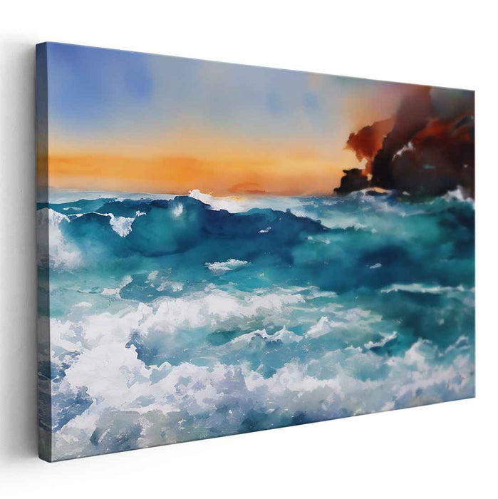 Twilight Swell: Sunset Waves in Motion