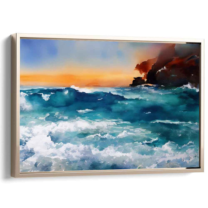 Twilight Swell: Sunset Waves in Motion