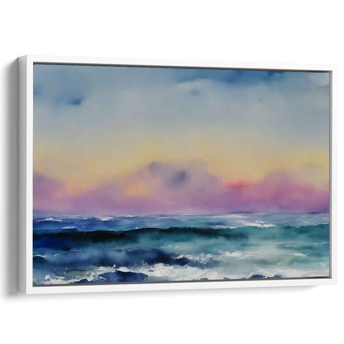 Zenith Waterscape: Tranquil Ocean Sunrise Watercolor Art