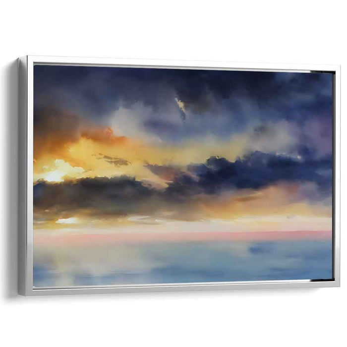 Aqua Sky Dreams: Oceanic Skyscape Canvas Art Print
