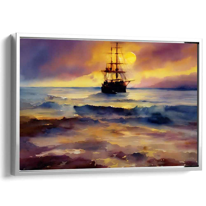 Sunset Voyage: Serene Sailing Ship Canvas Art Print