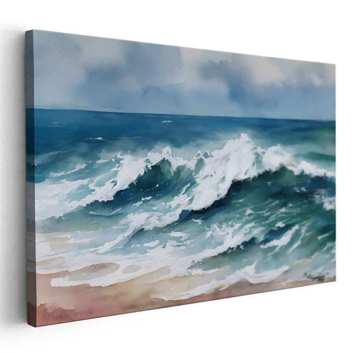 Sea Glass Serenade: Captivating Coastal Watercolor Art Print