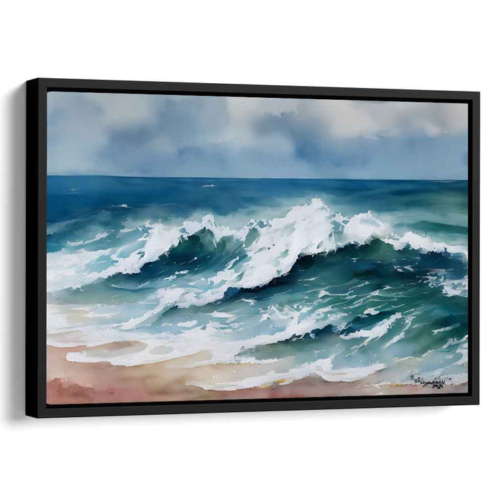 Sea Glass Serenade: Captivating Coastal Watercolor Art Print