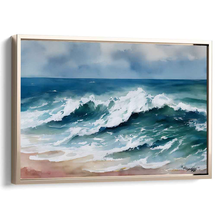 Sea Glass Serenade: Captivating Coastal Watercolor Art Print