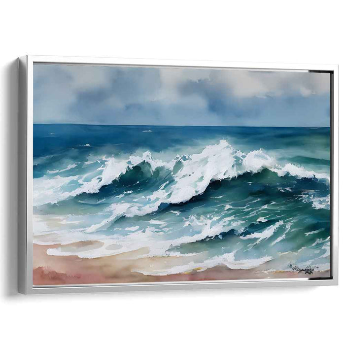 Sea Glass Serenade: Captivating Coastal Watercolor Art Print