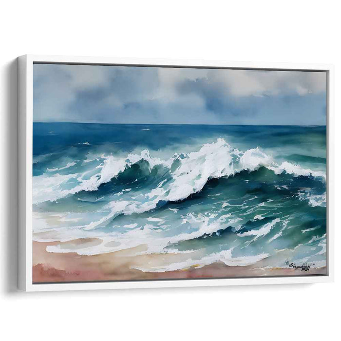 Sea Glass Serenade: Captivating Coastal Watercolor Art Print