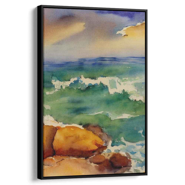 Gentle Tides Retreat: Serene Coastal Watercolor Landscape