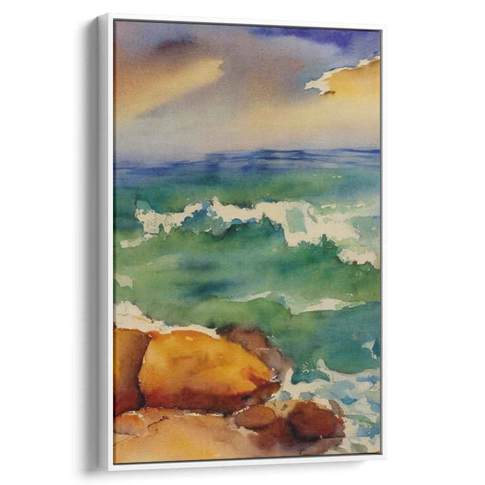 Gentle Tides Retreat: Serene Coastal Watercolor Landscape