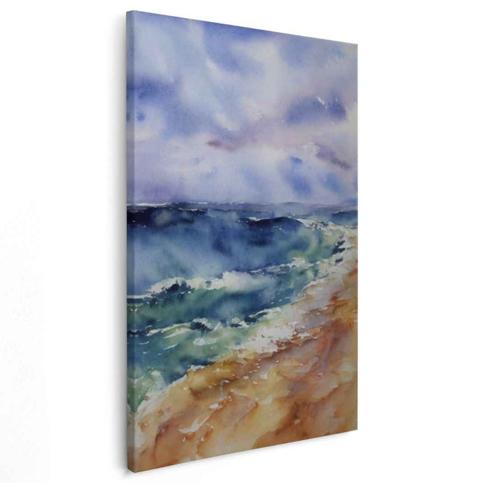Aqua Swell Symphony: Watercolor Ocean Waves Canvas Art