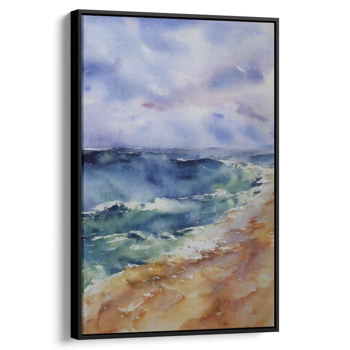 Aqua Swell Symphony: Watercolor Ocean Waves Canvas Art
