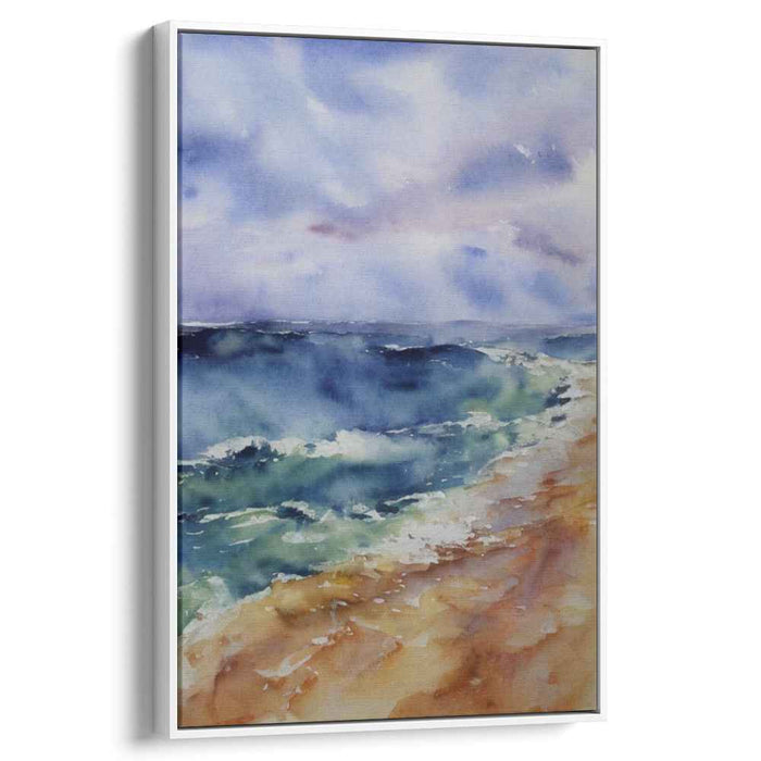 Aqua Swell Symphony: Watercolor Ocean Waves Canvas Art