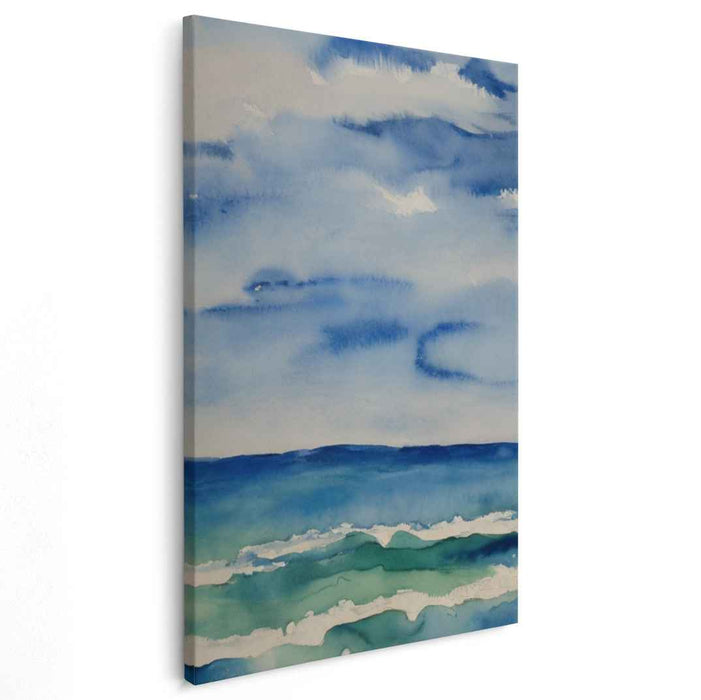 Aquatic Sky Symphony: Watercolor Ocean and Sky Canvas Art