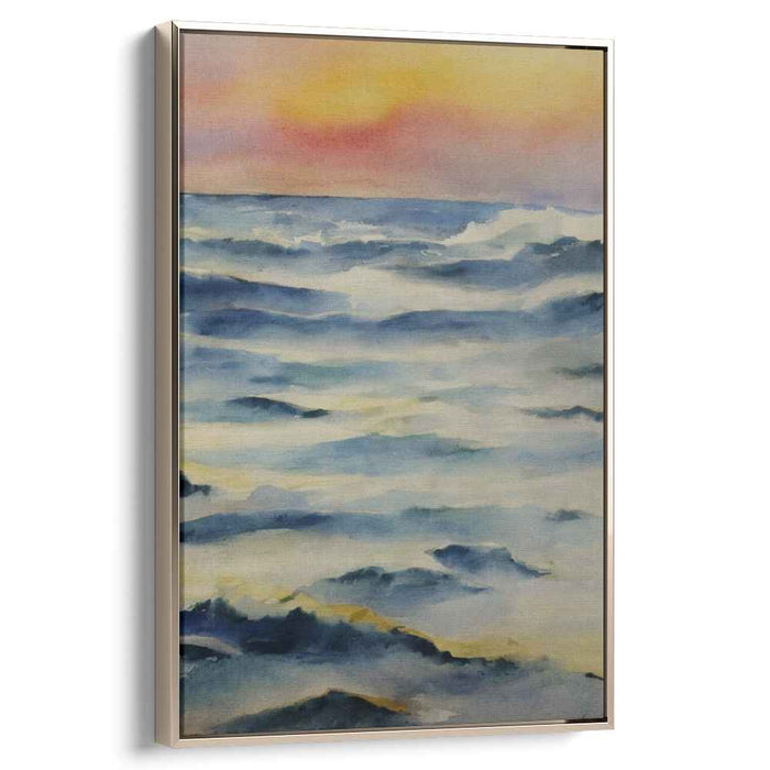 Calm Mariner's Melody: Tranquil Ocean Waves Watercolor Canvas Print