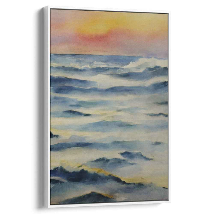 Calm Mariner's Melody: Tranquil Ocean Waves Watercolor Canvas Print