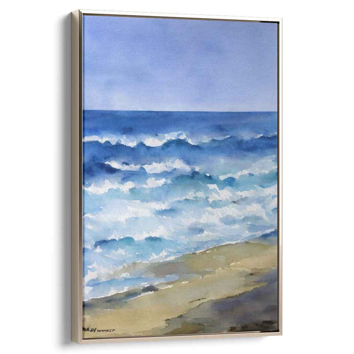 Aqua Horizon Mosaic: Watercolor Ocean Vista Canvas Art