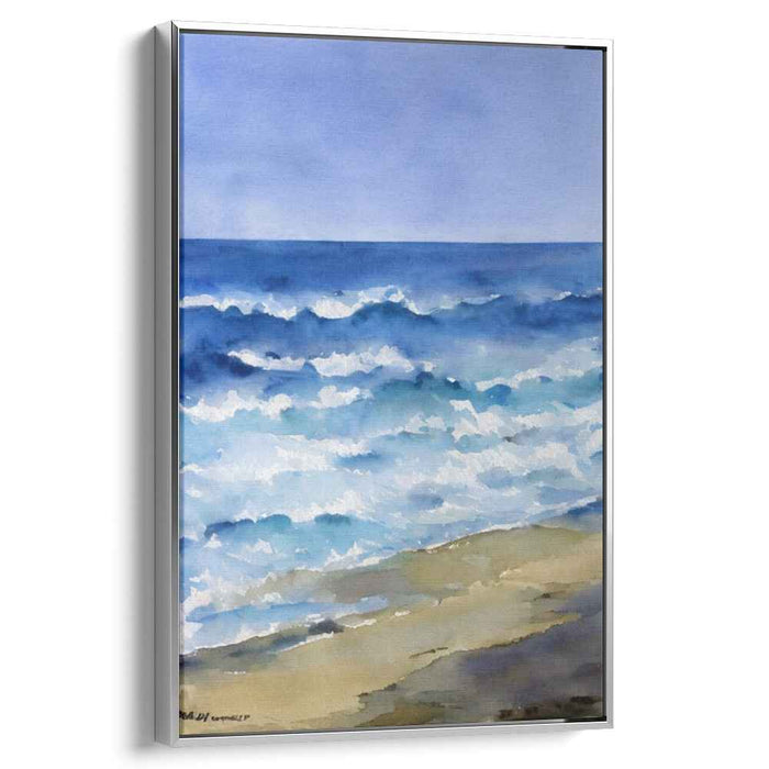 Aqua Horizon Mosaic: Watercolor Ocean Vista Canvas Art