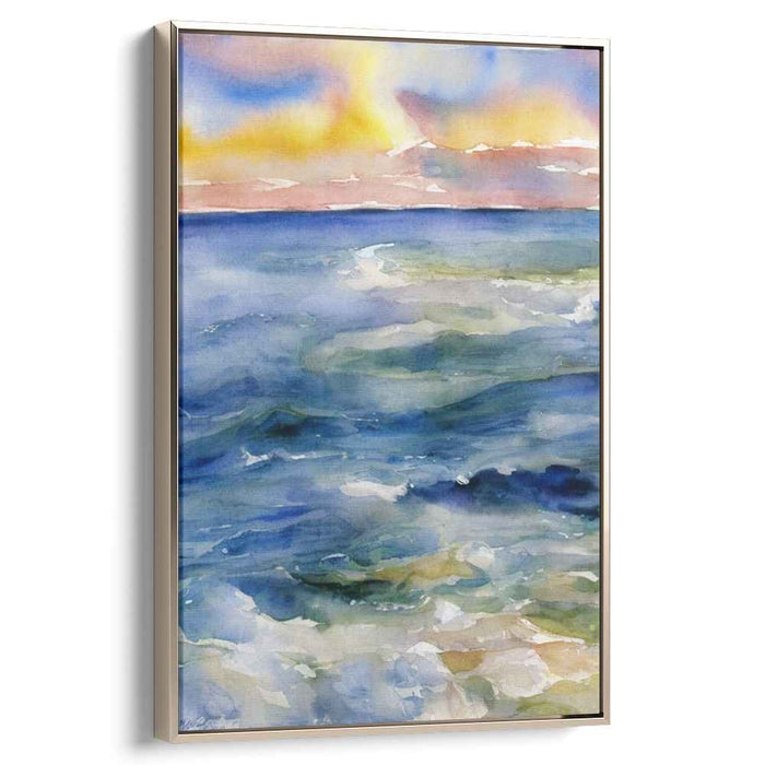 Ripple Hush: Tranquil Ocean Watercolor Canvas Art Print