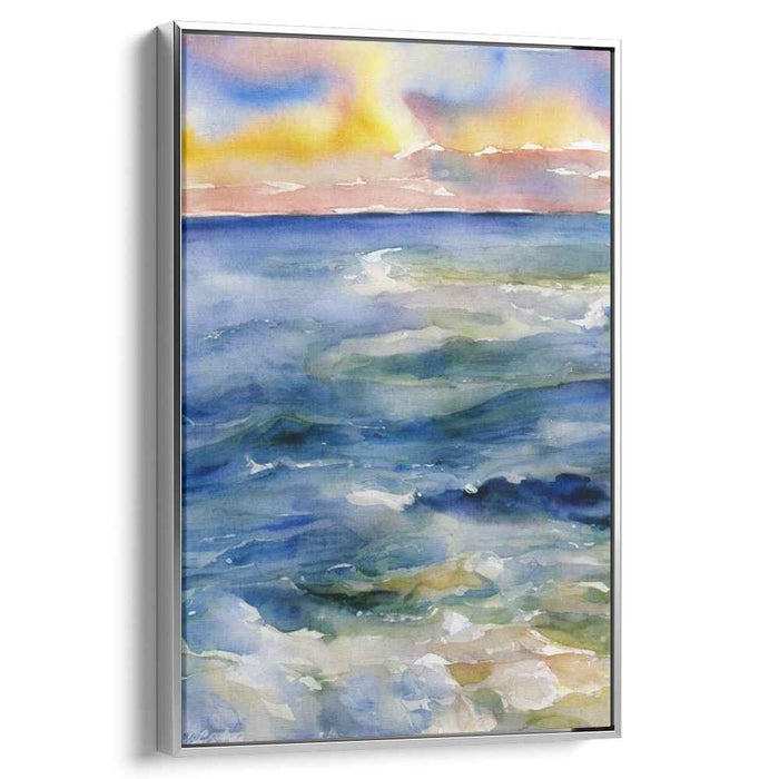 Ripple Hush: Tranquil Ocean Watercolor Canvas Art Print