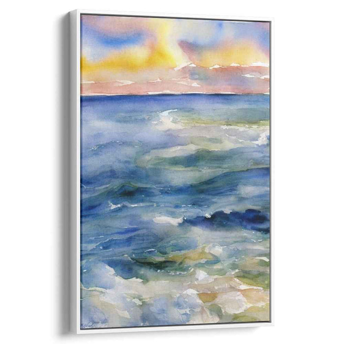 Ripple Hush: Tranquil Ocean Watercolor Canvas Art Print