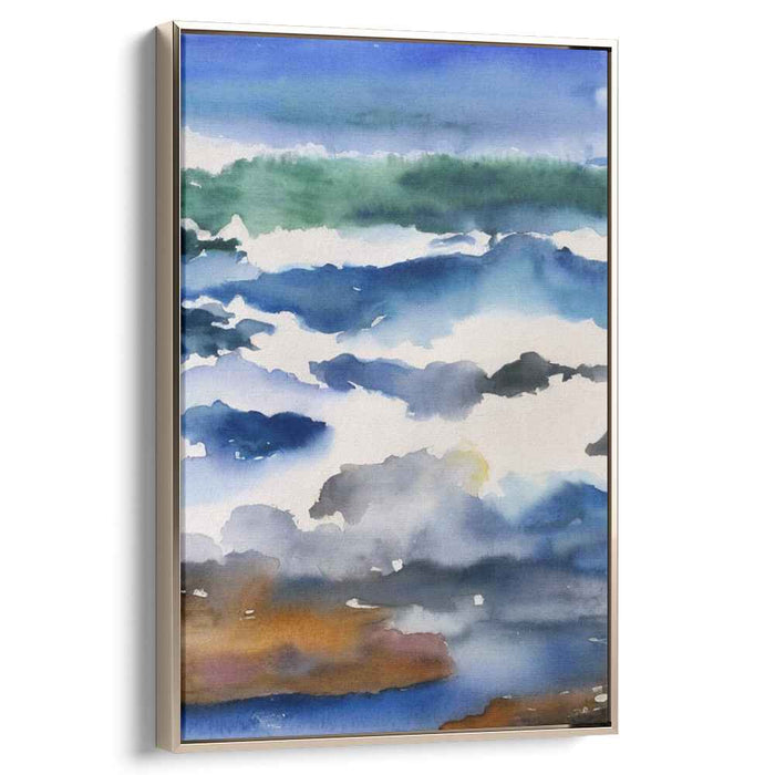 Aquamarine Melodies: Watercolor Ocean Waves Canvas Art
