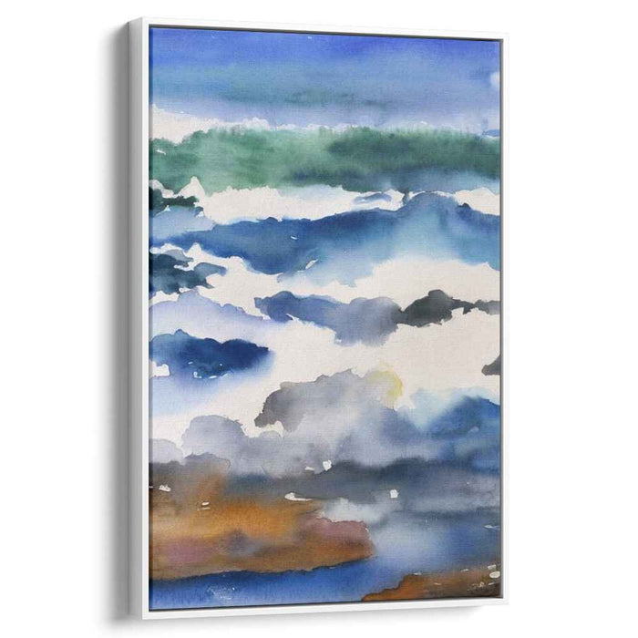 Aquamarine Melodies: Watercolor Ocean Waves Canvas Art