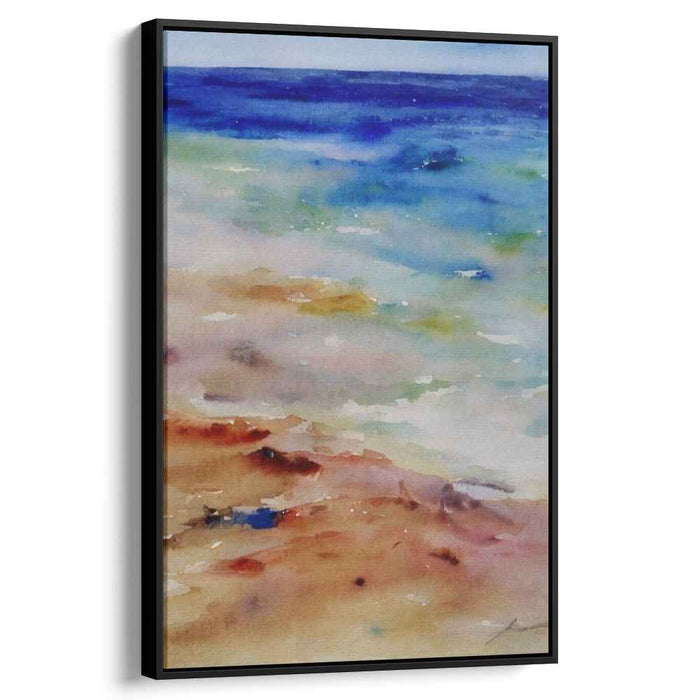Calm Waterside: Serene Watercolor Beach Scene