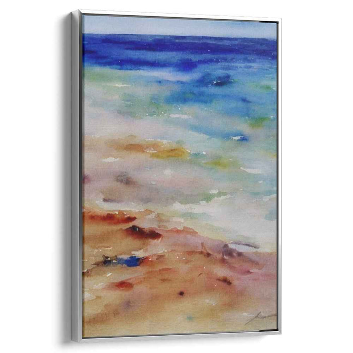 Calm Waterside: Serene Watercolor Beach Scene