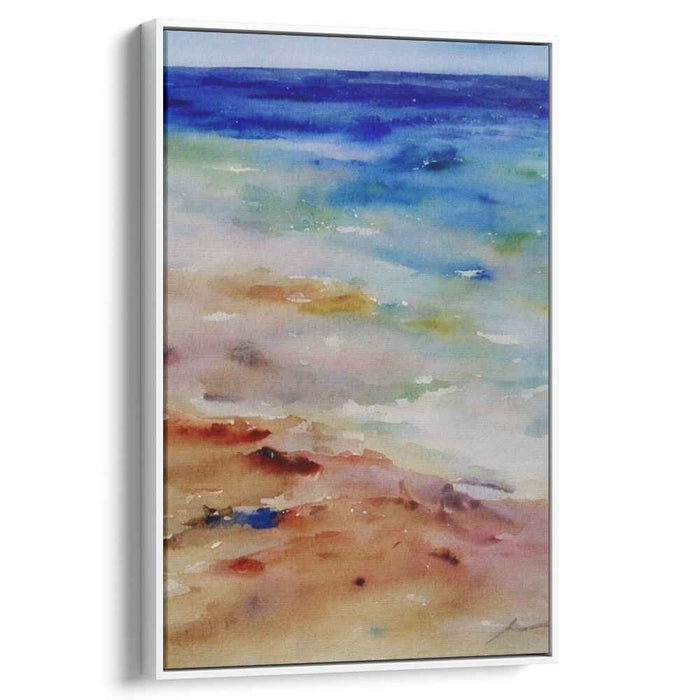 Calm Waterside: Serene Watercolor Beach Scene