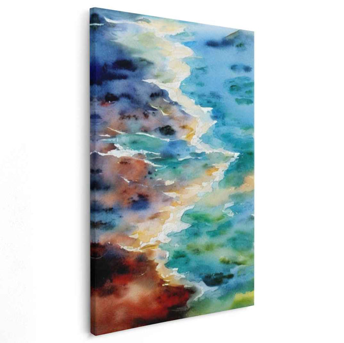 Maritime Mosaic: Watercolor Coastal Landscape Art Print