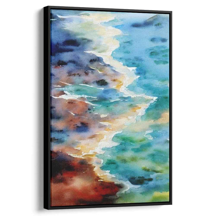 Maritime Mosaic: Watercolor Coastal Landscape Art Print