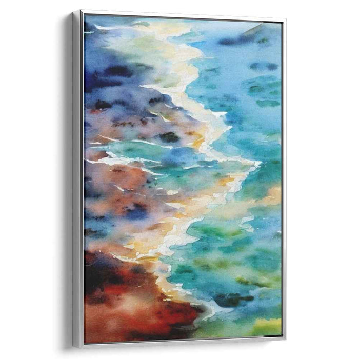 Maritime Mosaic: Watercolor Coastal Landscape Art Print