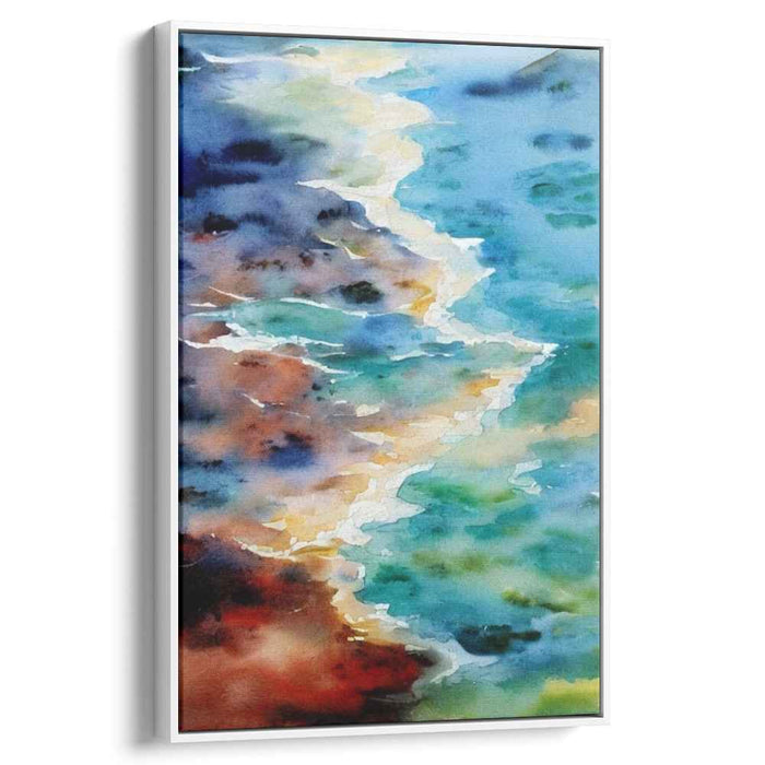 Maritime Mosaic: Watercolor Coastal Landscape Art Print