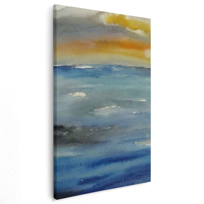 Aqua Marine Horizons: Watercolor Ocean Vista