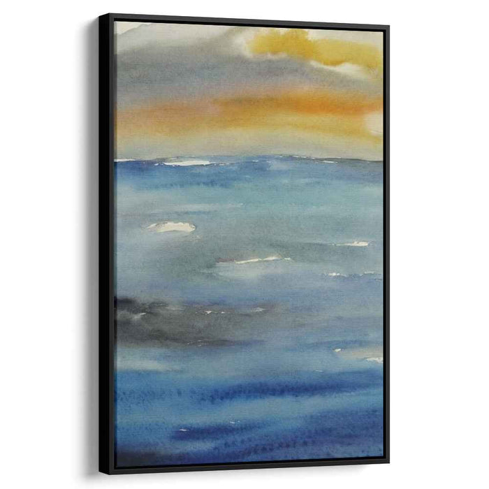 Aqua Marine Horizons: Watercolor Ocean Vista