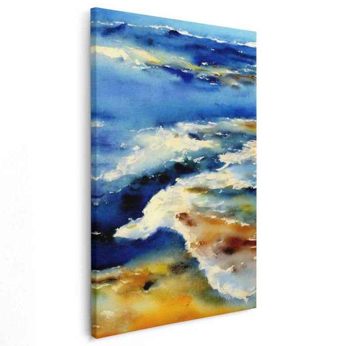 Aqua Mists Dance: Impressionist Watercolor Seascape Canvas Art