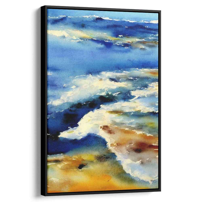 Aqua Mists Dance: Impressionist Watercolor Seascape Canvas Art
