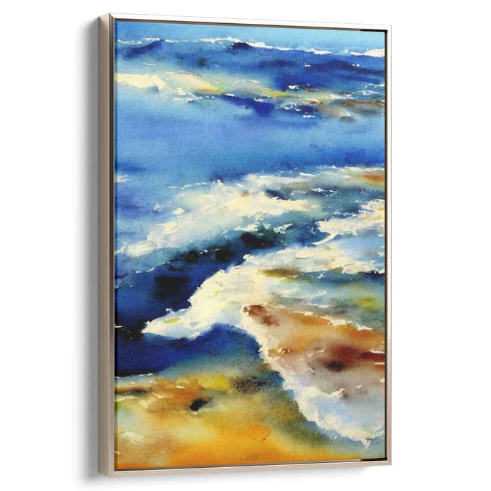Aqua Mists Dance: Impressionist Watercolor Seascape Canvas Art